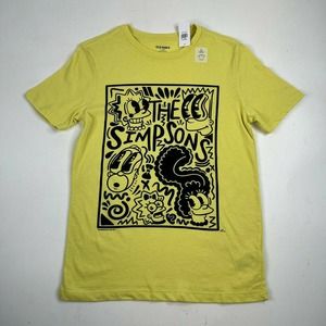 Old Navy The Simpsons Youth Child Shirt Black Yellow Cartoon Short Sleeve L